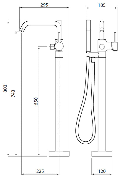 Novellini Fly 3 Miscelatore Piantana Per Vasca Da Terra a Pavimento Meccanico Monoforo Con Piastra Materiale Ottone Finitura Cromata 1 Leva Con Deviatore Stile Moderno Doccetta Flessibile Parte Incasso Esterna Incluse