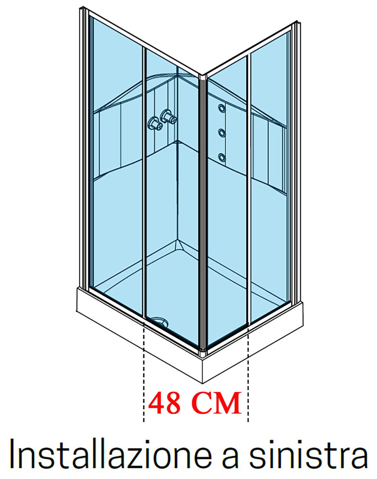 Novellini Media 2.0 A Idromassaggio 100x70 cm Cabina Doccia Multifunzione Asimmetrica Rettangolare Apertura 2 Ante Scorrevoli 2 Fisse Installazione Angolo Reversibile Miscelatore Meccanico Vetro Trasparente Profilo Silver Piatto Ripiani Idro Altezza 210cm