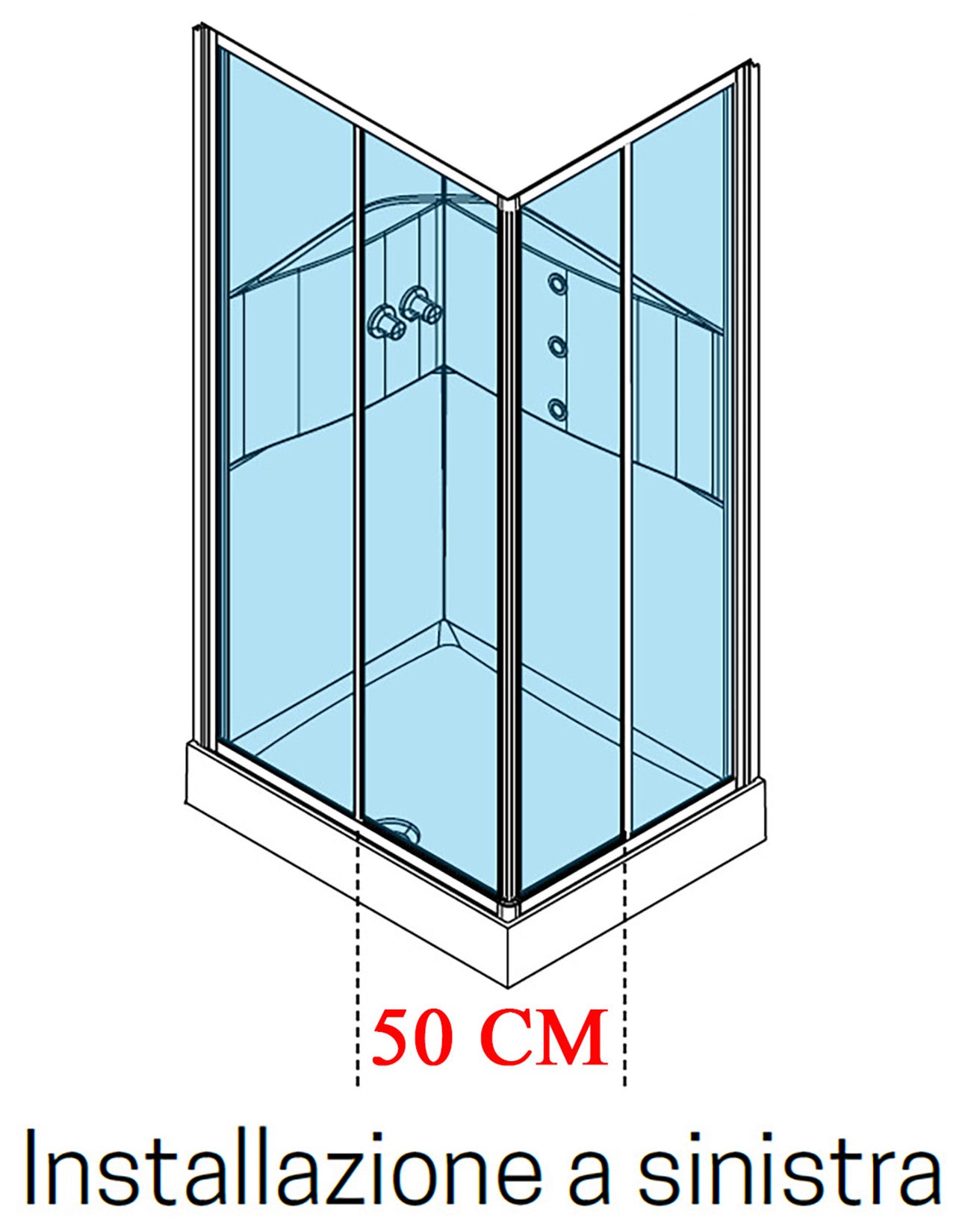 Novellini Media 2.0 A Idromassaggio 100x80 cm Cabina Doccia Multifunzione Asimmetrica Rettangolare Apertura 2 Ante Scorrevoli 2 Fisse Installazione Angolo Reversibile Miscelatore Meccanico Vetro Trasparente Profilo Bianco Piatto Ripiani Idro Altezza 210cm