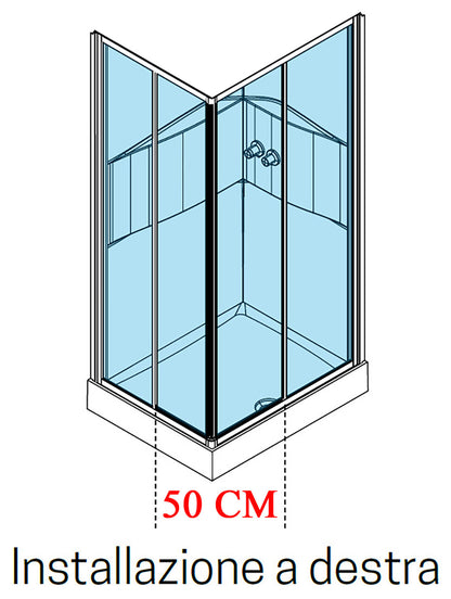 Novellini Media 2.0 A Standard 100x80 cm Cabina Doccia Multifunzione Asimmetrica Rettangolare Apertura 2 Ante Scorrevoli 2 Fisse Installazione Angolo Reversibile Miscelatore Termostatico Vetro Trasparente Profilo Bianco Piatto Ripiani Doccetta Alto 210 cm
