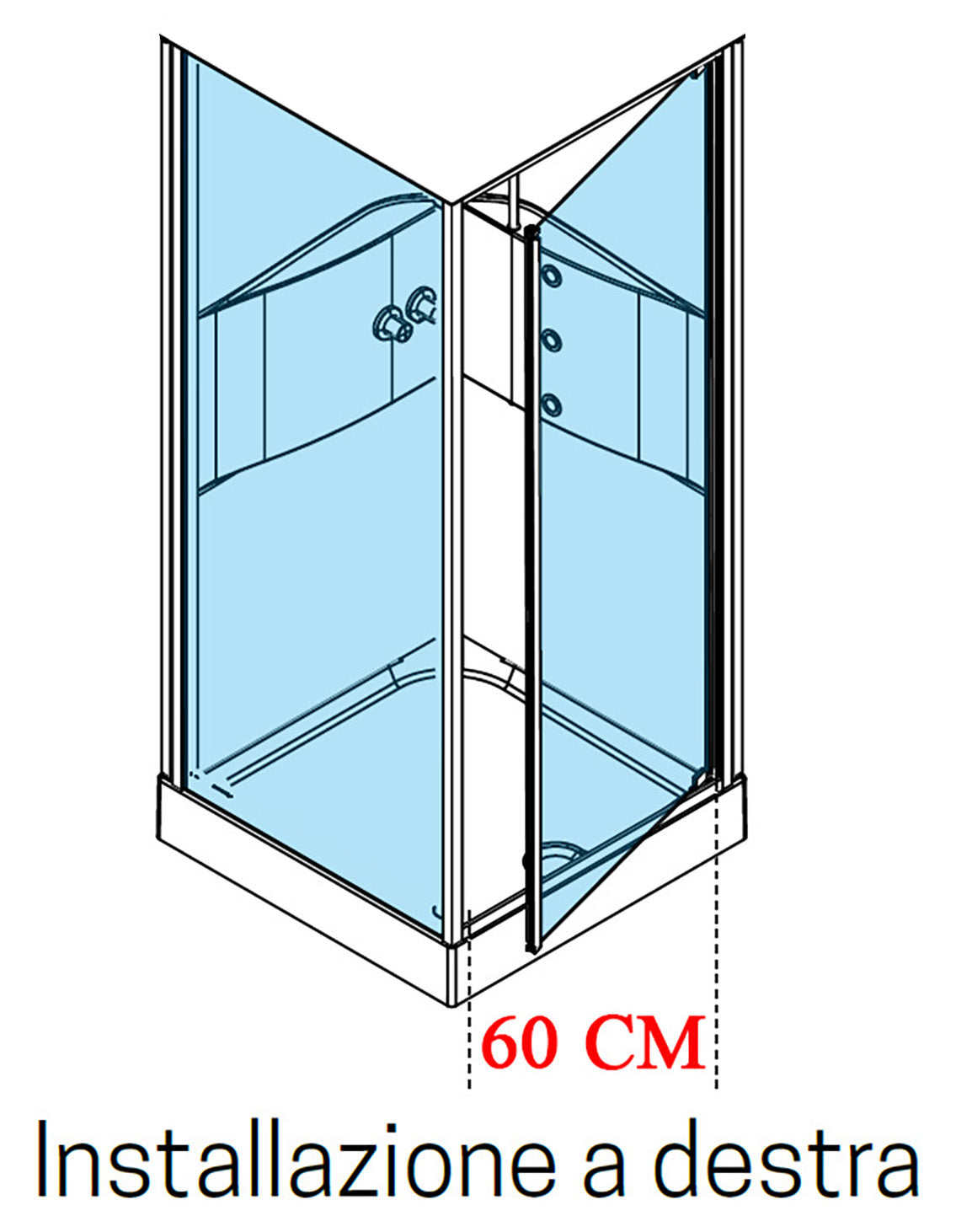 Novellini Media 2.0 GF Idromassaggio 80x80 cm Cabina Doccia Multifunzione Simmetrica Apertura 1 Anta Battente Con Fisso Laterale Installazione Angolo Destro Sinistro Miscelatore Termostatico Vetro Trasparente Profilo Bianco Piatto Ripiani Idro Alto 210 cm