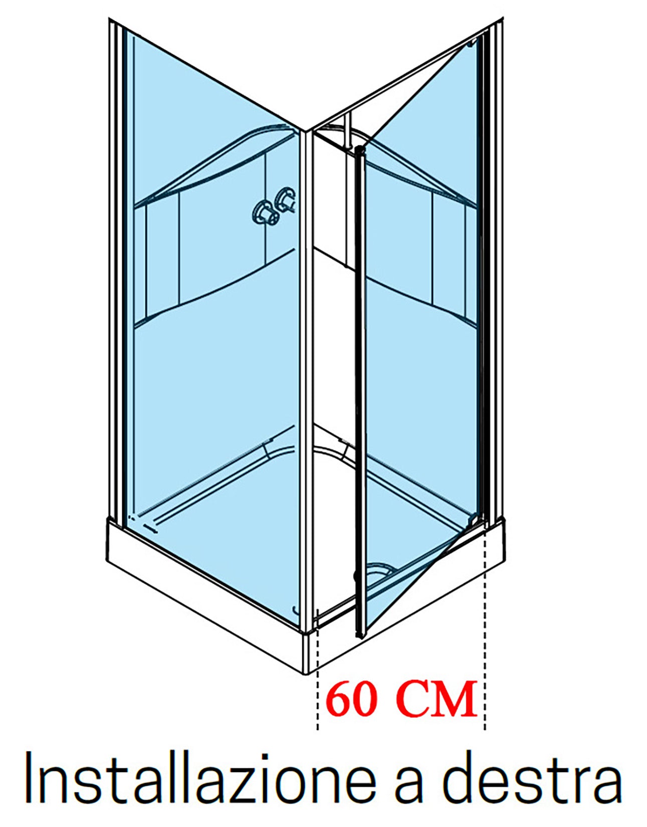Novellini Media 2.0 GF Standard 80x80 cm Cabina Doccia Multifunzione Simmetrica Apertura 1 Anta Battente Con 1 Fisso Laterale Installazione Angolo Destro Sinistro Miscelatore Meccanico Vetro Trasparente Profilo Silver Piatto Ripiani Doccetta Altezza 210cm
