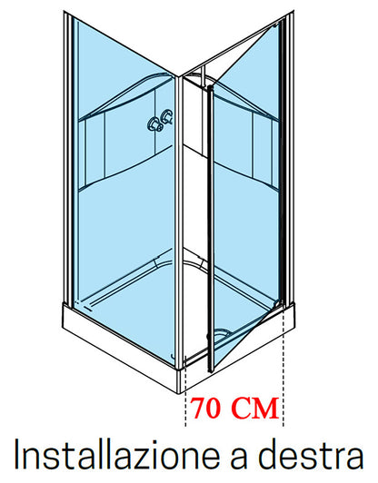 Novellini Media 2.0 GF Standard 90x90 cm Cabina Doccia Multifunzione Simmetrica Apertura 1 Anta Battente Con 1 Fisso Laterale Installazione Angolo Destro Sinistro Miscelatore Termostatico Vetro Trasparente Profilo Bianco Piatto Ripiani Doccetta Alto 210cm