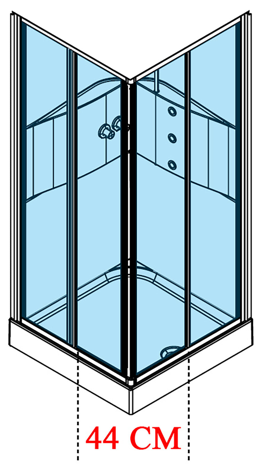 Novellini Media 2.0 A Idromassaggio 80x80 cm Cabina Doccia Multifunzione Simmetrica Quadrata Apertura 2 Ante Scorrevoli 2 Fisse Installazione Angolo Destro Sinistro Miscelatore Meccanico Vetro Trasparente Profilo Silver Piatto Ripiani Idro Altezza 210 cm
