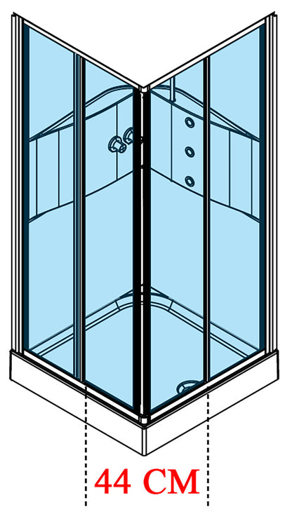 Novellini Media 2.0 A Idromassaggio 80x80 cm Cabina Doccia Multifunzione Simmetrica Quadrata Apertura 2 Ante Scorrevoli 2 Fisse Installazione Angolo Destro Sinistro Miscelatore Termostatico Vetro Trasparente Profilo Silver Piatto Ripiani Idro Alto 210 cm