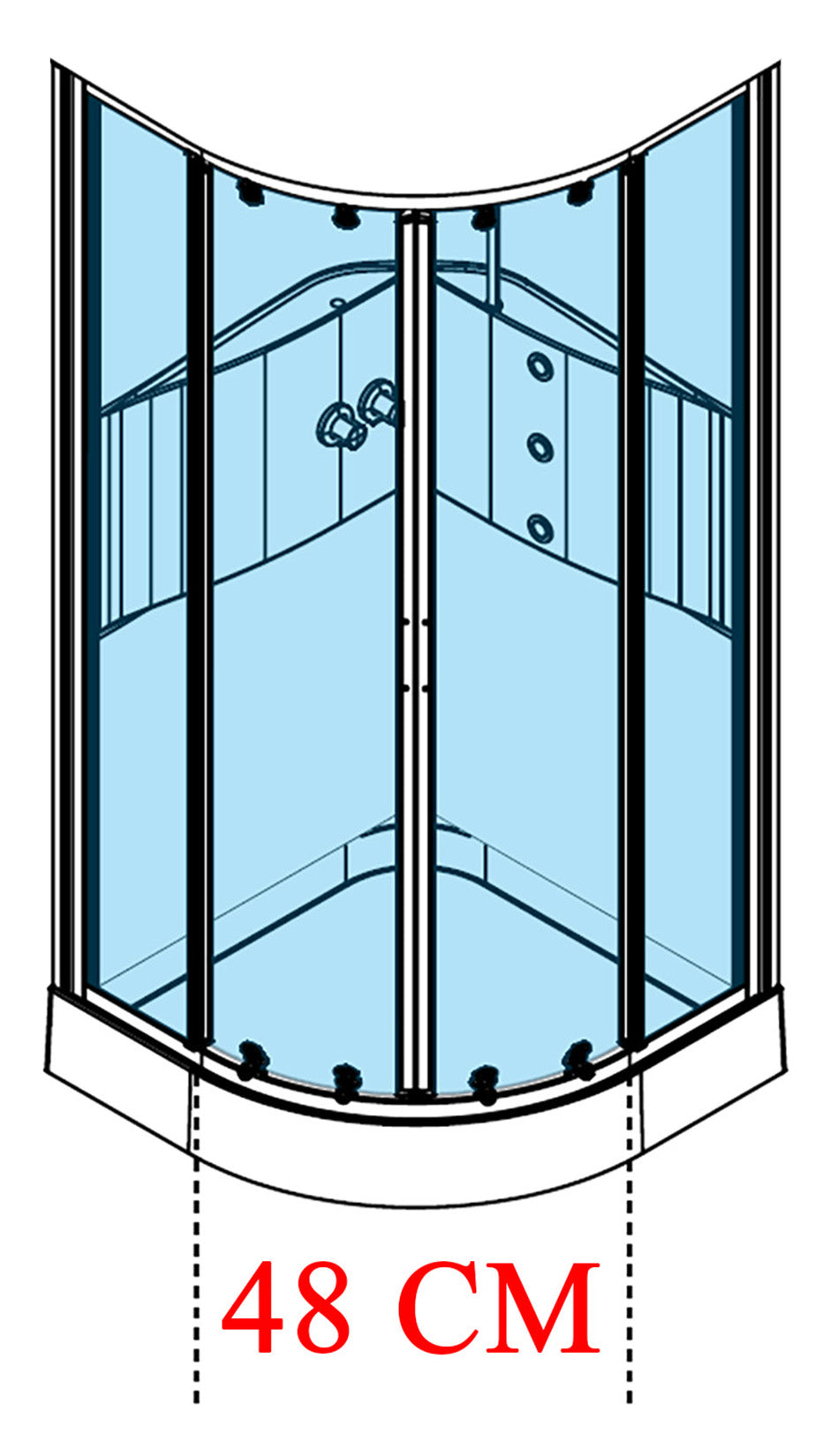 Novellini Media 2.0 R Idromassaggio 90x90 cm Cabina Doccia Multifunzione Simmetrica Tonda Apertura 2 Ante Scorrevoli 2 Fisse Installazione Angolo Destro Sinistro Miscelatore Meccanico Vetro Trasparente Profilo Bianco Piatto Ripiani Idro Altezza 210 cm