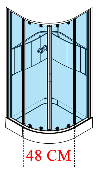 Novellini Media 2.0 R Standard 90x90 cm Cabina Doccia Multifunzione Simmetrica Tonda Apertura 2 Ante Scorrevoli e 2 Fisse Installazione Angolo Destro Sinistro Miscelatore Termostatico Vetro Trasparente Profilo Bianco Piatto Ripiani Doccetta Altezza 210 cm