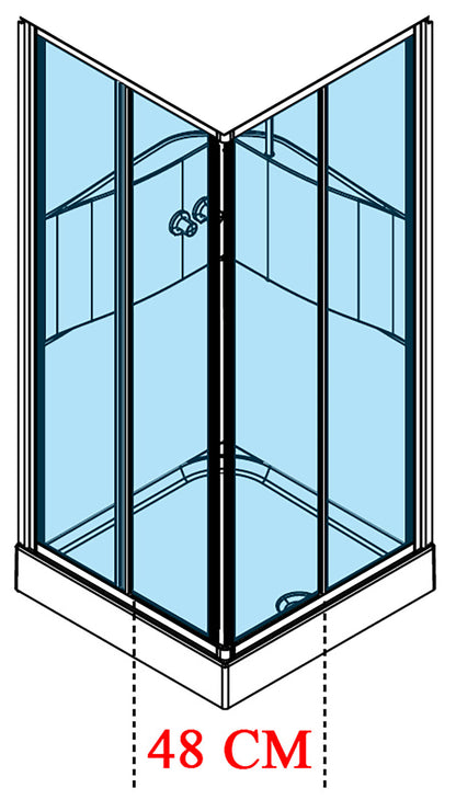 Novellini Media 2.0 A Standard 90x90 cm Cabina Doccia Multifunzione Simmetrica Quadrata Apertura 2 Ante Scorrevoli e 2 Fisse Installazione Angolo Destro Sinistro Miscelatore Termostatico Vetro Trasparente Profilo Bianco Piatto Ripiani Doccetta Alto 210 cm
