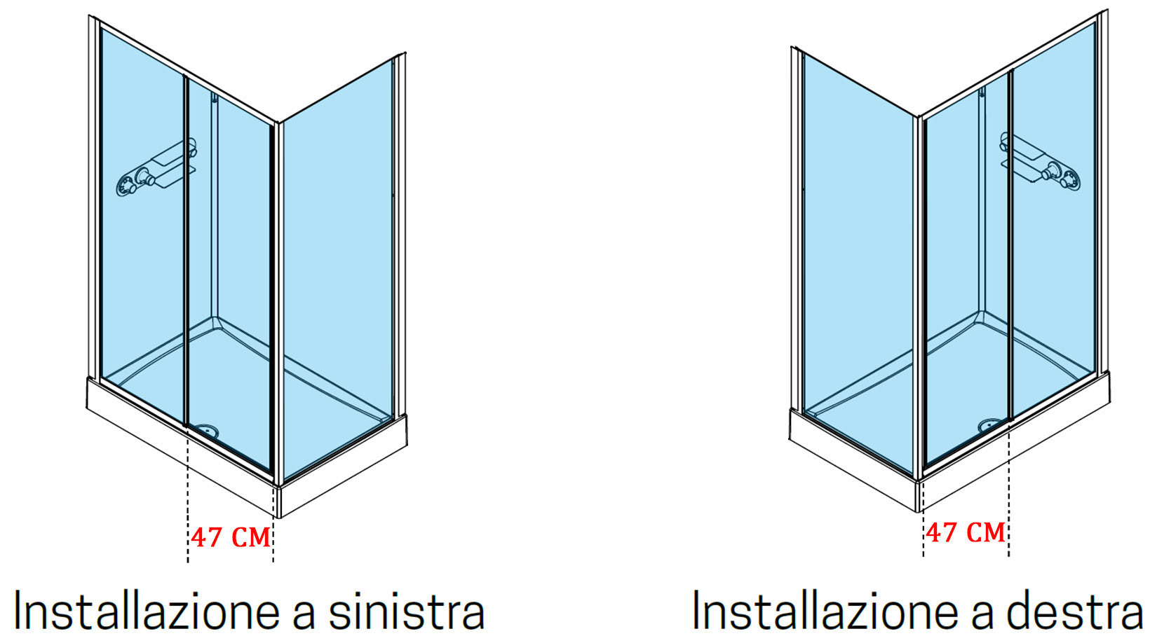 Novellini Media Glass 2P Standard 120x80 cm Cabina Doccia Multifunzione Asimmetrica Apertura 1 Anta Scorrevole 1 Fissa Linea 1 Laterale Installazione Reversibile Miscelatore Termostatico Vetro Trasparente Profilo Bianco Piatto Ripiani Doccetta Alto 210 cm
