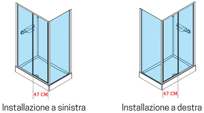 Novellini Media Glass 2P Standard 120x80 cm Cabina Doccia Multifunzione Asimmetrica Apertura 1 Anta Scorrevole 1 Fissa Linea 1 Laterale Installazione Reversibile Miscelatore Termostatico Vetro Trasparente Profilo Bianco Piatto Ripiani Doccetta Alto 210 cm