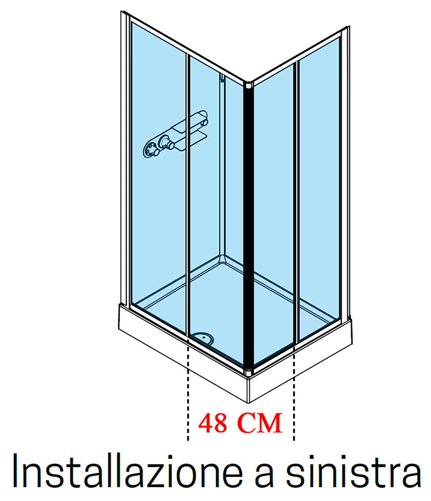 Novellini Media Glass A Standard 100x70 cm Cabina Doccia Multifunzione Asimmetrica Rettangolare Apertura 2 Ante Scorrevoli 2 Fisse Installazione Angolo Sinistra Destra Miscelatore Meccanico Vetro Trasparente Profilo Bianco Piatto Ripiani Altezza 210 cm
