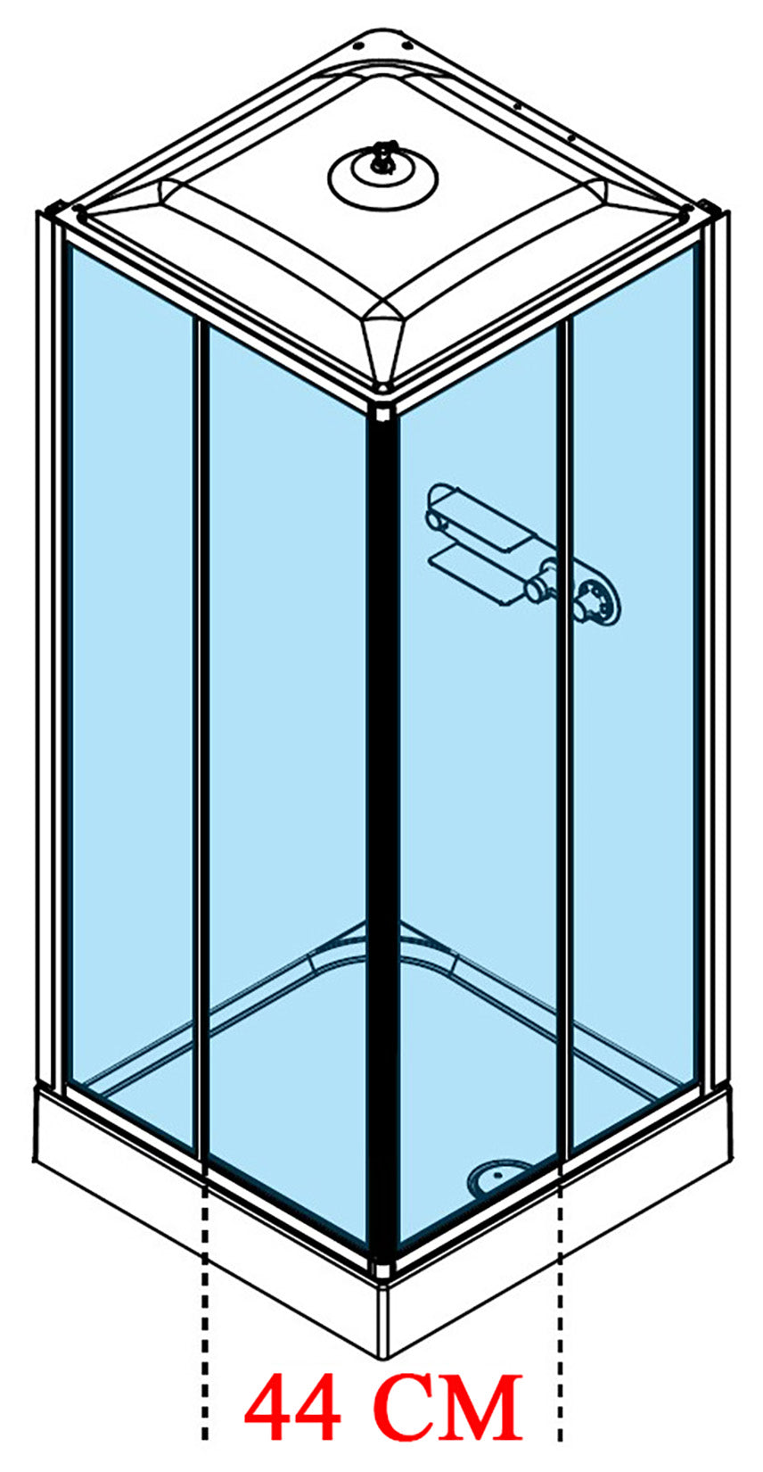Novellini Media Glass A Standard Con Tettuccio e Soffione 80x80 cm Cabina Doccia Multifunzione Simmetrica Quadrata Apertura 2 Ante Scorrevoli 2 Fisse Installazione Angolo Sinistra Destra Miscelatore Meccanico Vetro Trasparente Profilo Bianco Altezza 226cm