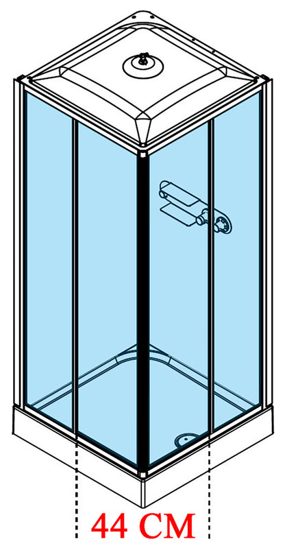 Novellini Media Glass A Standard Con Tettuccio e Soffione 80x80 cm Cabina Doccia Multifunzione Simmetrica Quadrata Apertura 2 Ante Scorrevoli 2 Fisse Installazione Angolo Sinistra Destra Miscelatore Meccanico Vetro Trasparente Profilo Bianco Altezza 226cm