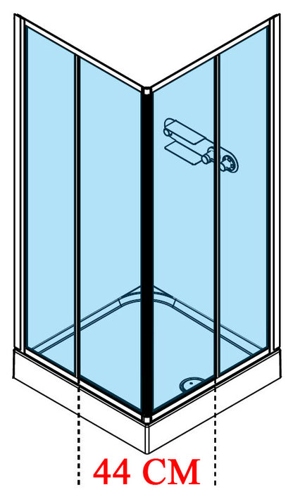 Novellini Media Glass A Standard 80x80 cm Cabina Doccia Multifunzione Simmetrica Quadrata Apertura 2 Ante Scorrevoli 2 Fisse Installazione Angolo Sinistra Destra Miscelatore Meccanico Vetro Trasparente Profilo Bianco Piatto Ripiani Doccetta Altezza 210 cm