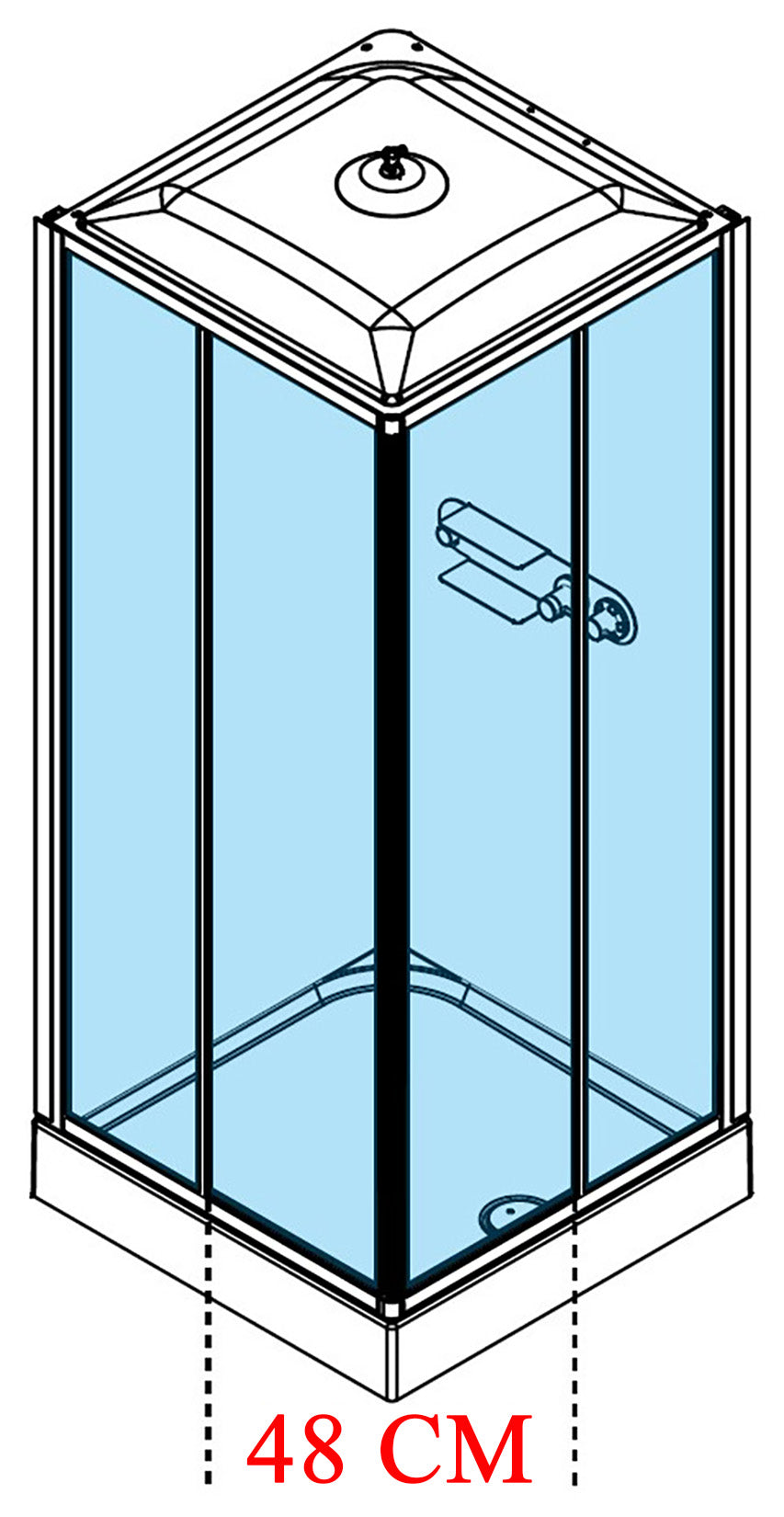 Novellini Media Glass A Standard Con Tettuccio e Soffione 90x90 cm Cabina Doccia Multifunzione Simmetrica Quadrata Apertura 2 Ante Scorrevoli 2 Fisse Installazione Angolo Sinistra Destra Miscelatore Termostatico Vetro Trasparente Profilo Bianco Alto 226cm