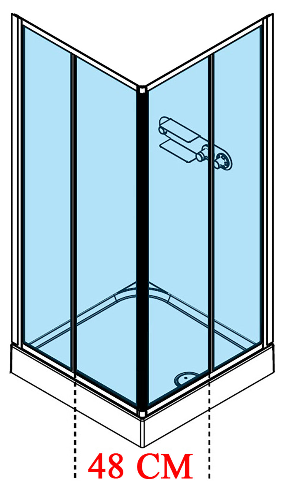 Novellini Media Glass A Standard 90x90 cm Cabina Doccia Multifunzione Simmetrica Quadrata Apertura 2 Ante Scorrevoli 2 Fisse Installazione Angolo Sinistra Destra Miscelatore Meccanico Vetro Trasparente Profilo Bianco Piatto Ripiani Doccetta Altezza 210 cm
