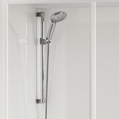 Novellini Media Glass R Standard Con Tettuccio e Soffione 90x90 cm Cabina Doccia Multifunzione Simmetrica Curva Apertura 2 Ante Scorrevoli 2 Fisse Installazione Angolo Sinistra Destra Miscelatore Termostatico Vetro Trasparente Profilo Bianco Alto 226 cm