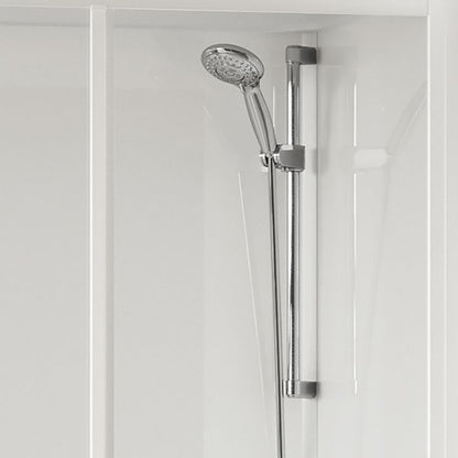 Novellini Media Glass GF Standard Con Tettuccio e Soffione 90x90 cm Cabina Doccia Bagno Multifunzione Apertura 1 Anta Battente Con Fisso Laterale Installazione Angolo Destra Sinistra Miscelatore Termostatico Vetro Trasparente Profilo Bianco Altezza 226 cm
