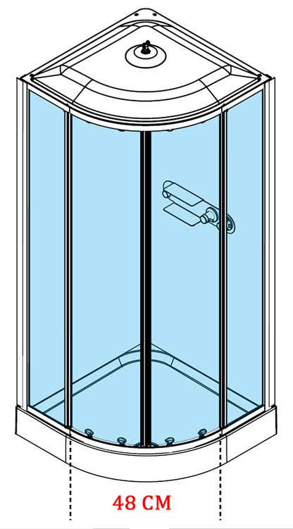 Novellini Media Glass R Standard Con Tettuccio e Soffione 90x90 cm Cabina Doccia Multifunzione Simmetrica Curva Apertura 2 Ante Scorrevoli 2 Fisse Installazione Angolo Sinistra Destra Miscelatore Meccanico Vetro Trasparente Profilo Bianco Altezza 226 cm