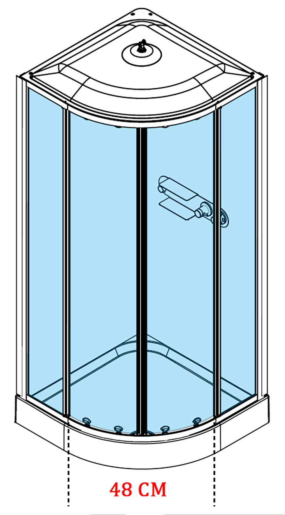 Novellini Media Glass R Standard Con Tettuccio e Soffione 90x90 cm Cabina Doccia Multifunzione Simmetrica Curva Apertura 2 Ante Scorrevoli 2 Fisse Installazione Angolo Sinistra Destra Miscelatore Termostatico Vetro Trasparente Profilo Bianco Alto 226 cm