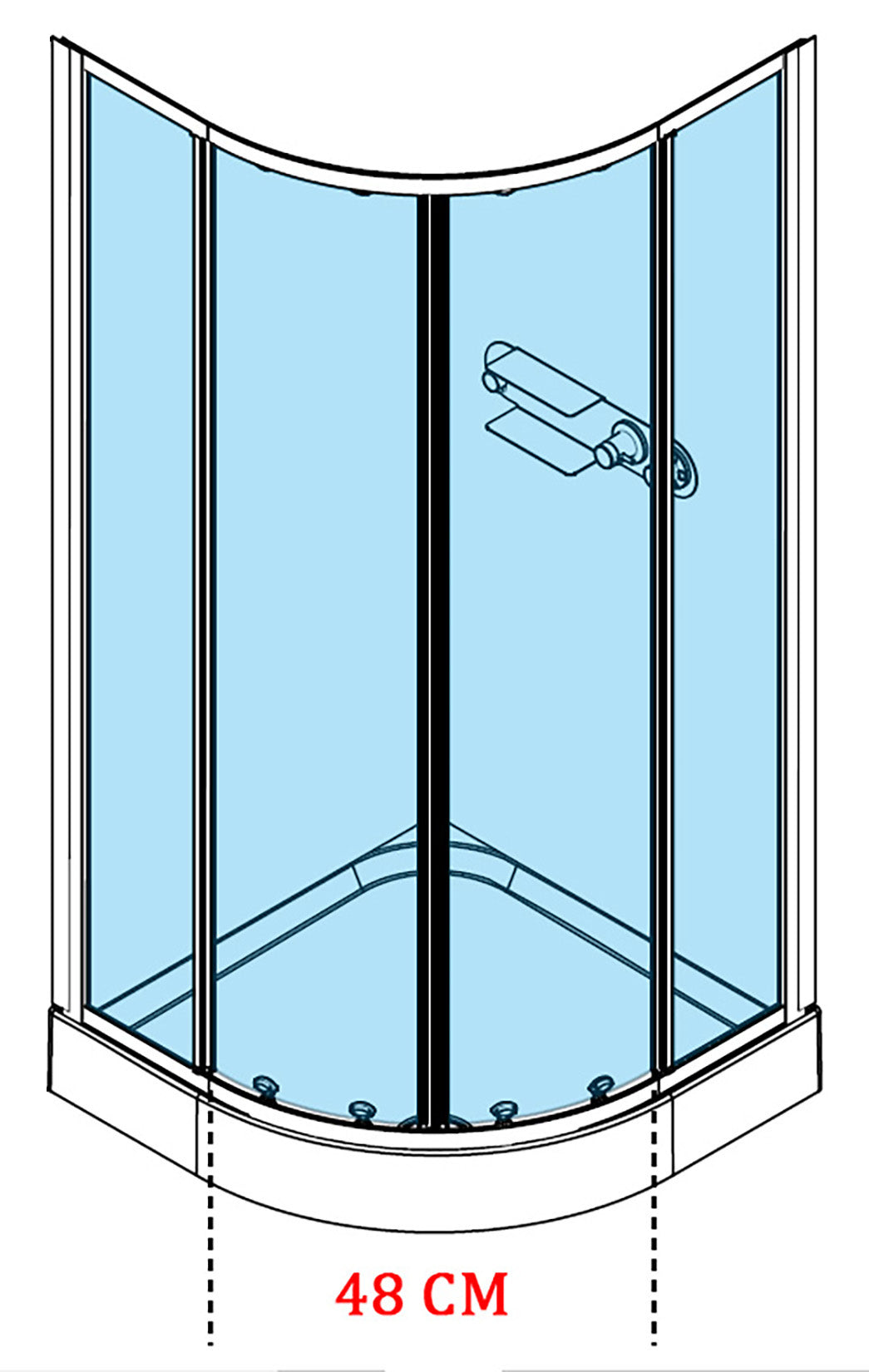 Novellini Media Glass R Standard 90x90 cm Cabina Doccia Multifunzione Simmetrica Semicircolare Apertura 2 Ante Scorrevoli 2 Fisse Installazione Angolo Sinistra Destra Miscelatore Termostatico Vetro Trasparente Profilo Bianco Piatto Ripiani Altezza 210 cm