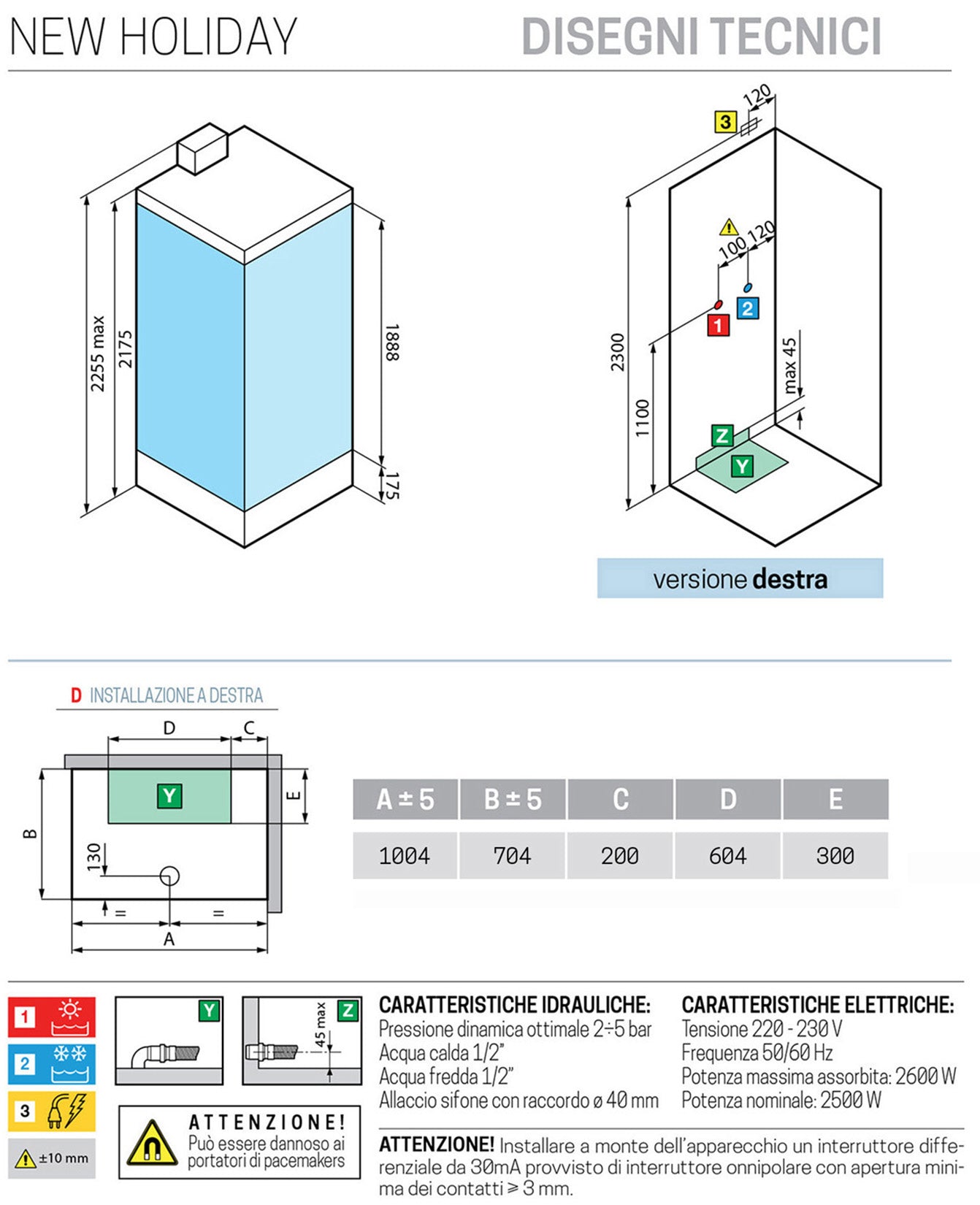 Novellini New Holiday 2P+F Hammam 100x70 cm Cabina Doccia Multifunzione Apertura 1 Anta Scorrevole Seduta Destra Miscelatore Meccanico Vetro Aqua Profilo Silver Idromassaggio Sauna Vapore Tettuccio Soffione Radio Telecomando Asta Doccetta Altezza 225,5 cm