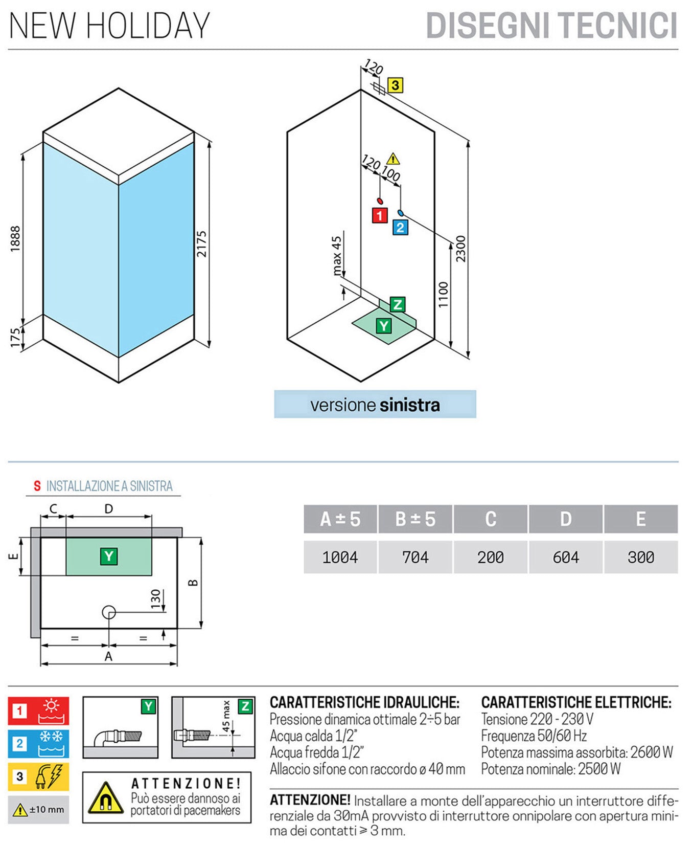 Novellini New Holiday 2P+F Idromassaggio Con Tettuccio e Soffione 100x70 cm Cabina Doccia Multifunzione Apertura 1 Anta Scorrevole 1 Fissa Linea 1 Laterale Seduta Sinistra Miscelatore Termostatico Vetro Aqua Profilo Bianco Rotopioggia Asta Altezza 217,5cm