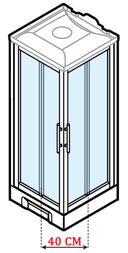 Novellini New Holiday A80 Standard Con Tettuccio 80x80 cm Cabina Doccia Multifunzione Apertura 2 Ante a Scorrevoli e 2 Fisse Pannelli Fondo Reversibili Miscelatore Meccanico Vetro Aqua Profilo Bianco Piatto Ripiani Asta Doccetta Seduta Altezza 217,5 cm