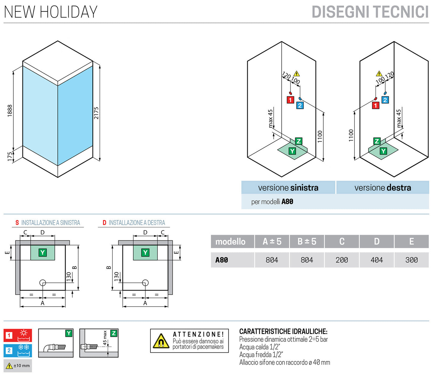 Novellini New Holiday A80 Standard Con Tettuccio 80x80 cm Cabina Doccia Multifunzione Apertura 2 Ante Scorrevoli e 2 Fisse Pannelli Fondo Reversibili Miscelatore Meccanico Vetro Trasparente Profilo Silver Piatto Ripiani Asta Doccetta Seduta Alto 217,5cm