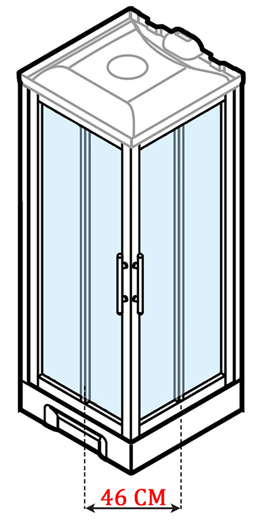 Novellini New Holiday A90 Hammam 90x90 cm Cabina Doccia Multifunzione Apertura 2 Ante Scorrevoli Angolo Destro Sinistro Miscelatore Meccanico Vetro Trasparente Profilo Bianco Idro Sauna Tettuccio Soffione Radio Telecomando Asta Doccetta Altezza 225,5 cm