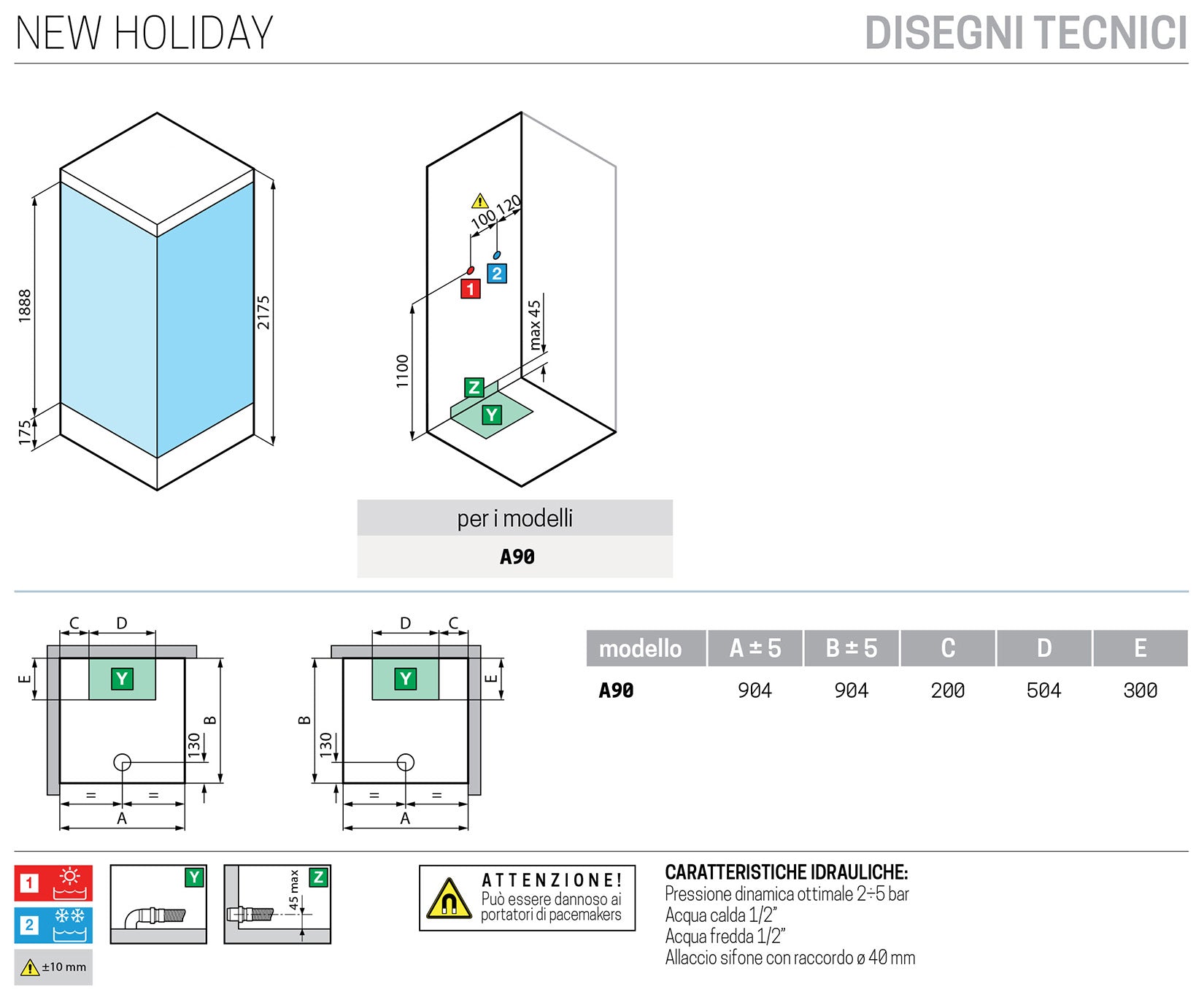 Novellini New Holiday A90 Standard Con Tettuccio 90x90 cm Cabina Doccia Multifunzione Apertura 2 Ante Scorrevoli e 2 Fisse Angolo Destro Sinistro Miscelatore Meccanico Vetro Trasparente Profilo Silver Piatto Ripiani Asta Doccetta Seduta Altezza 217,5 cm