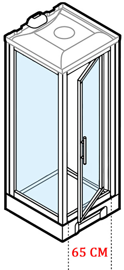 Novellini New Holiday GF90 Hammam 90x90 cm Cabina Doccia Multifunzione Apertura 1 Anta Battente Angolo Destro Sinistro Miscelatore Termostatico Vetro Trasparente Profilo Silver Idro Sauna Tettuccio Soffione Radio Telecomando Asta Doccetta Altezza 225,5 cm