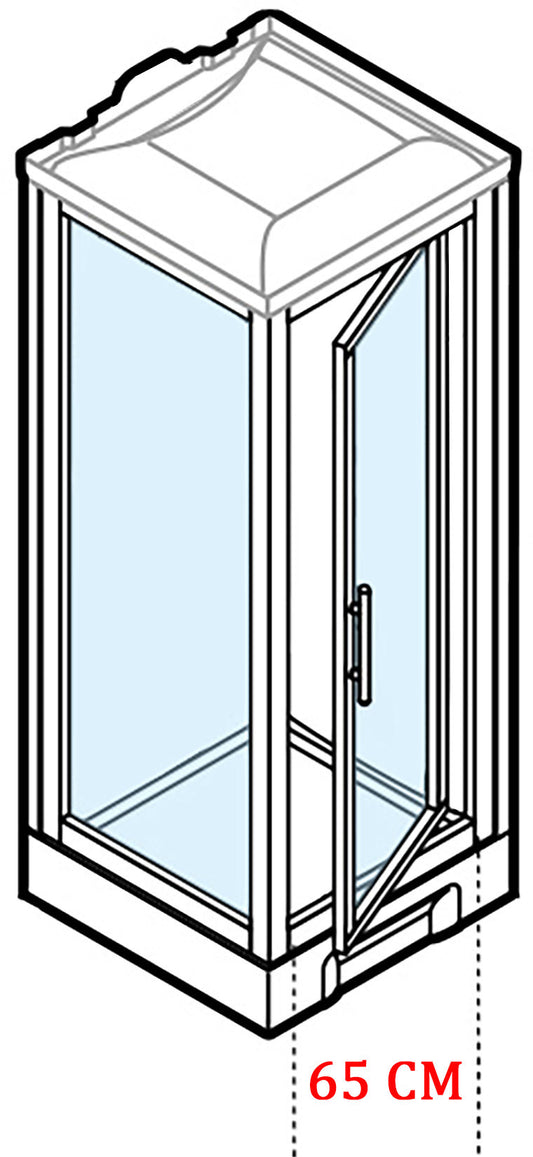Novellini New Holiday GF90 Standard Con Tettuccio 90x90 cm Cabina Doccia Multifunzione Apertura 1 Anta Battente Con Fisso Angolo Destro Sinistro Miscelatore Meccanico Vetro Trasparente Profilo Bianco Piatto Ripiani Asta Doccetta Seduta Altezza 217,5 cm