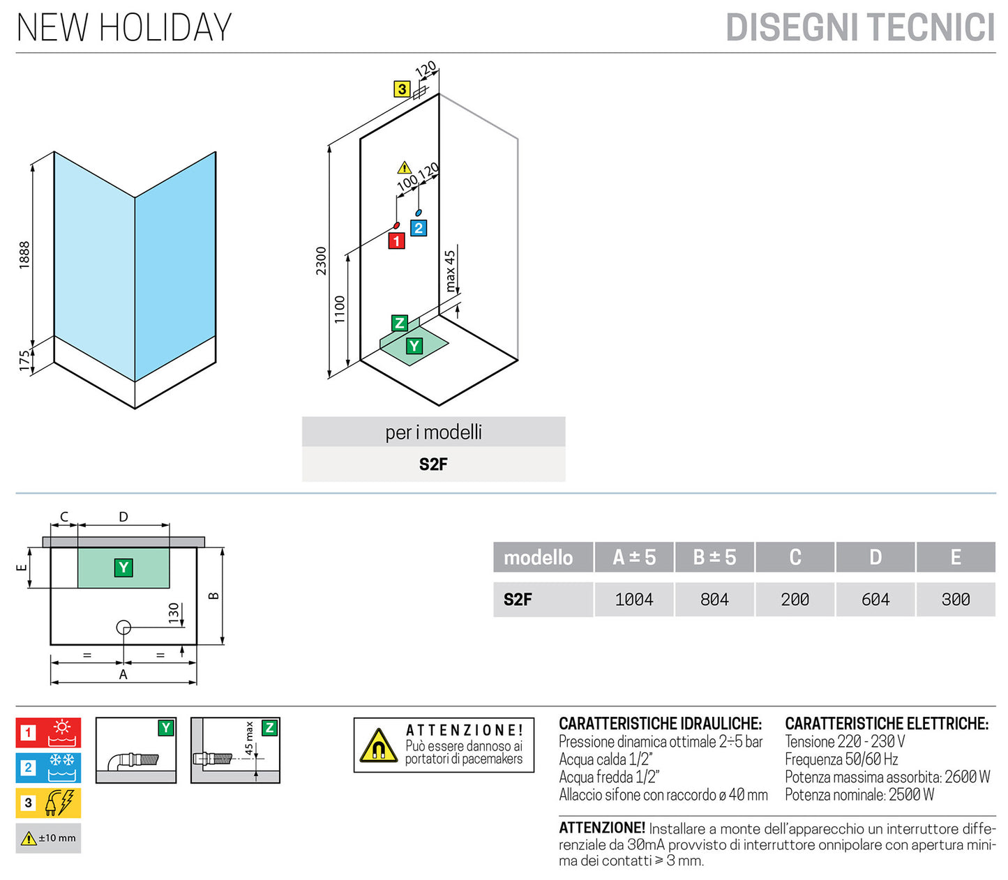 Novellini New Holiday S2F Idromassaggio 100x80 cm Cabina Doccia Multifunzione Apertura 2 Ante Soffietto 2 Fisse Laterali Montaggio Muro Miscelatore Termostatico Vetro Aqua Profilo Bianco Piatto Ripiani Asta Doccetta Mano Rotopioggia Seduta Altezza 206 cm