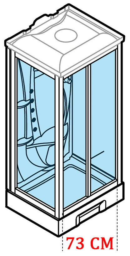 Novellini New Holiday S2F Idromassaggio Con Tettuccio e Soffione 100x80 cm Cabina Doccia Multifunzione Apertura 2 Ante Soffietto e 2 Fisse Laterali Montaggio Muro Miscelatore Meccanico Vetro Aqua Profilo Bianco Asta Rotopioggia Doccetta Altezza 217,5 cm