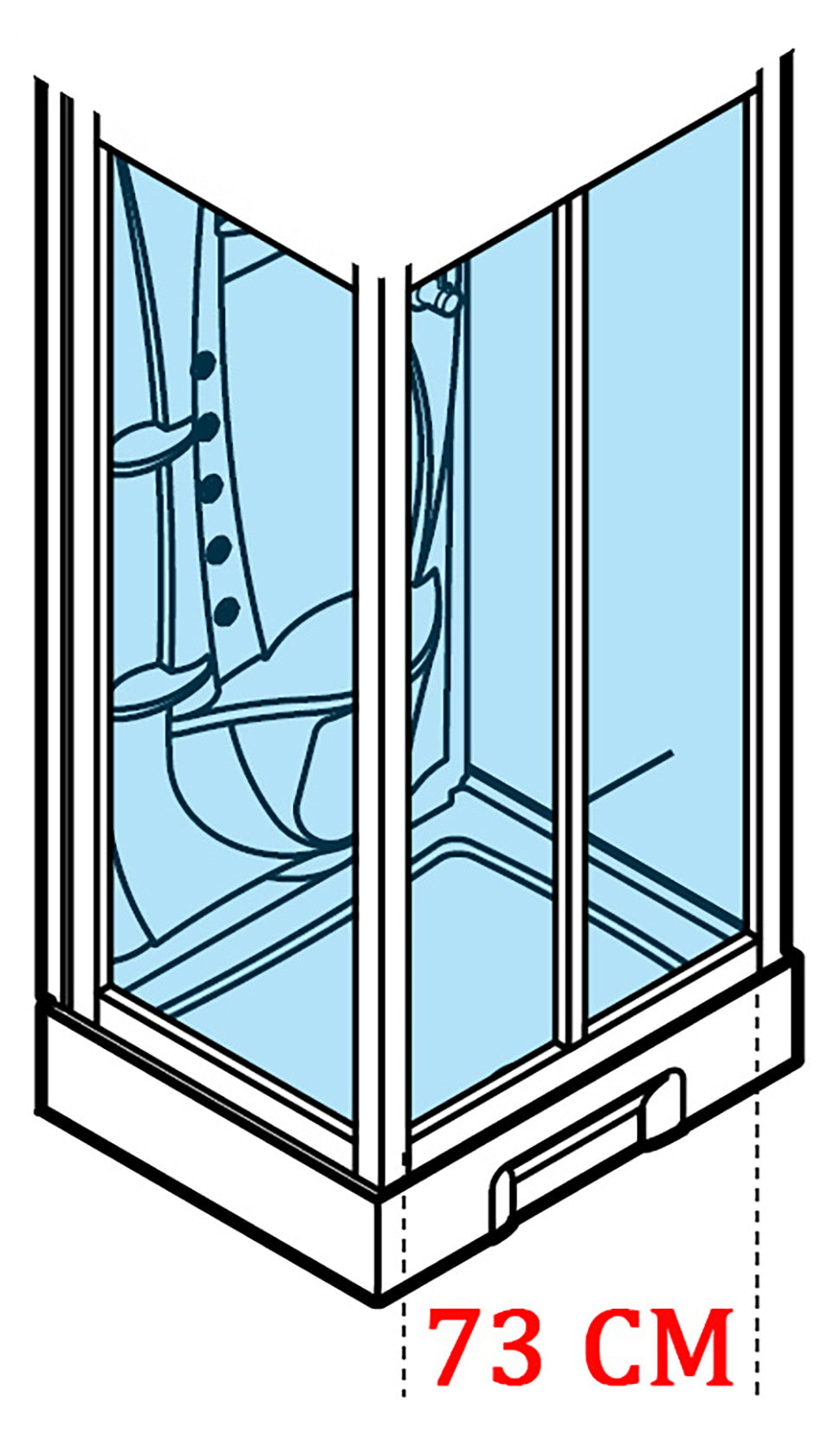 Novellini New Holiday S2F Idromassaggio 100x80 cm Cabina Doccia Multifunzione Apertura 2 Ante Soffietto 2 Fisse Laterali Montaggio Muro Miscelatore Meccanico Vetro Trasparente Profilo Silver Piatto Ripiani Doccetta Mano Rotopioggia Seduta Altezza 206 cm