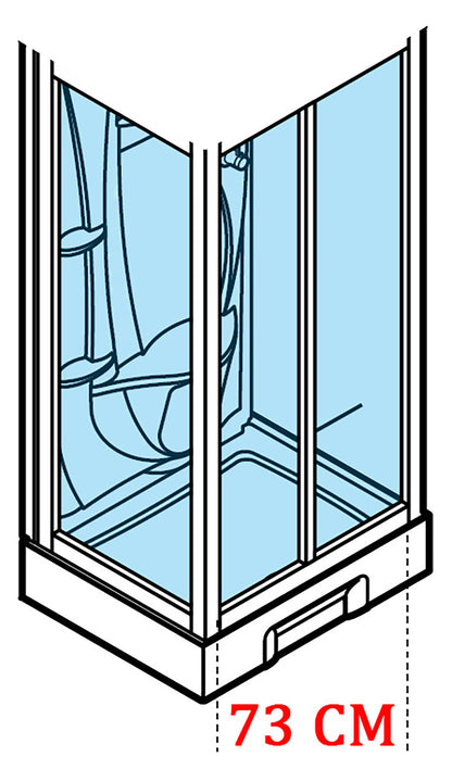 Novellini New Holiday S2F Standard 100x80 cm Cabina Doccia Bagno Asimmetrica Multifunzione Apertura 2 Ante Soffietto 2 Fisse Laterali Installazione Muro Miscelatore Termostatico Vetro Aqua Profilo Silver Piatto Ripiani Doccetta Asta Seduta Altezza 206 cm