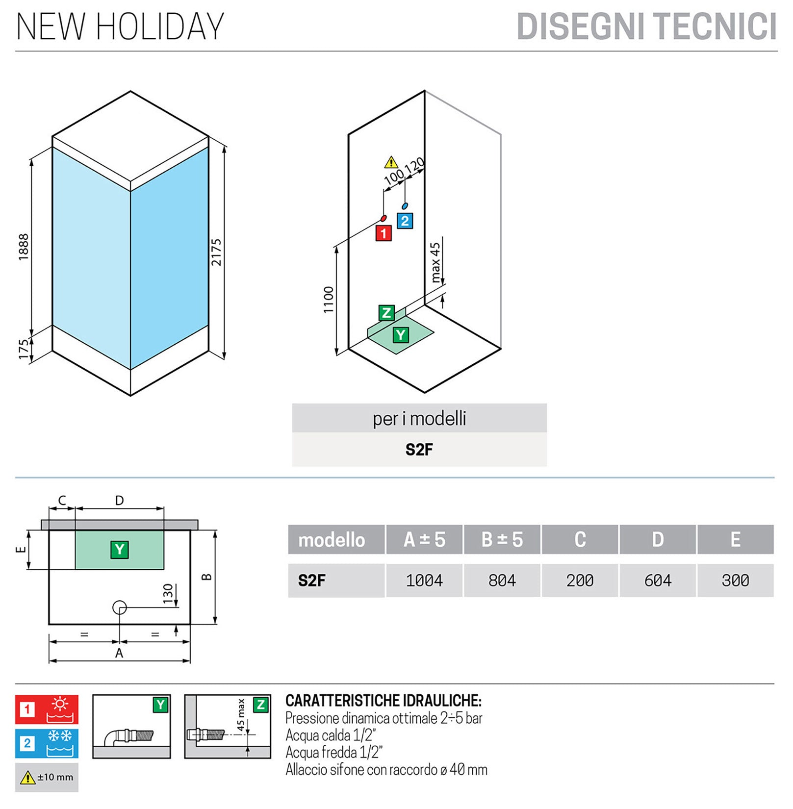 Novellini New Holiday S2F Standard Con Tettuccio 100x80 cm Cabina Doccia Multifunzione Apertura 2 Ante Soffietto 2 Fisse Laterali Installazione Muro Miscelatore Meccanico Vetro Trasparente Profilo Bianco Piatto Ripiani Asta Doccetta Seduta Altezza 217,5cm
