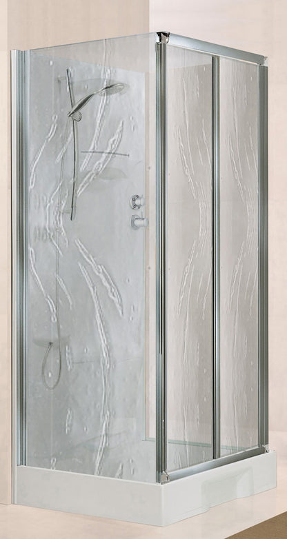 Novellini New Holiday S2F Standard 100x80 cm Cabina Doccia Bagno Asimmetrica Multifunzione Apertura 2 Ante Soffietto e 2 Fisse Laterali Installazione Muro Miscelatore Meccanico Vetro Aqua Profilo Silver Piatto Ripiani Doccetta a Mano Seduta Altezza 206 cm