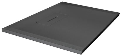 Novellini Novosolid Piatto Doccia Quadrato Dimensione 80x80 Altezza 3,5 cm Colore Grigio Ultrapiatto Installazione Appoggio Filo Pavimento Sagomabile Tagliabile Riparabile Resistente Superficie Texture Effetto Pietra Materiale Resina Compreso Copripiletta