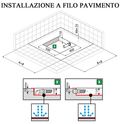 Novellini Novosolid Piatto Doccia Quadrato Dimensione 80x80 Altezza 3,5 cm Colore Grigio Ultrapiatto Installazione Appoggio Filo Pavimento Sagomabile Tagliabile Riparabile Resistente Superficie Texture Effetto Pietra Materiale Resina Compreso Copripiletta