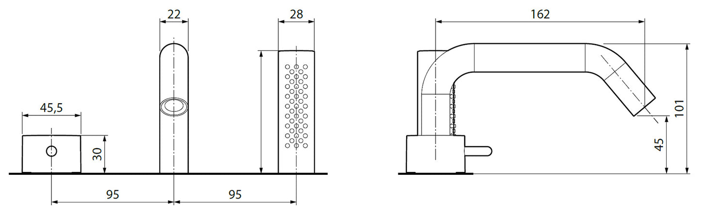 Novellini Rubinetteria Bordo Vasca Per Stile Appoggio 3 Fori Con Doccetta Estraibile e Piastra Materiale Ottone Finitura Nero Opaco 1 Manopola Moderno Cartuccia Miscelazione Progressiva Meccanico