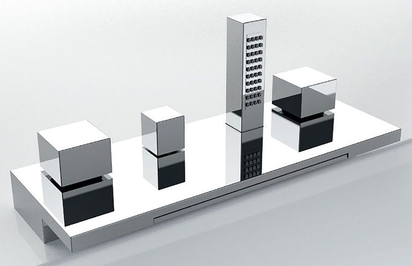Novellini Rubinetteria per Vasca Sense Dual 3 4 Rubinetto Bordo Vasca Bocca Cascata Doccetta Estraibile 4 Fori 2 Cartucce Miscelazione Progressiva