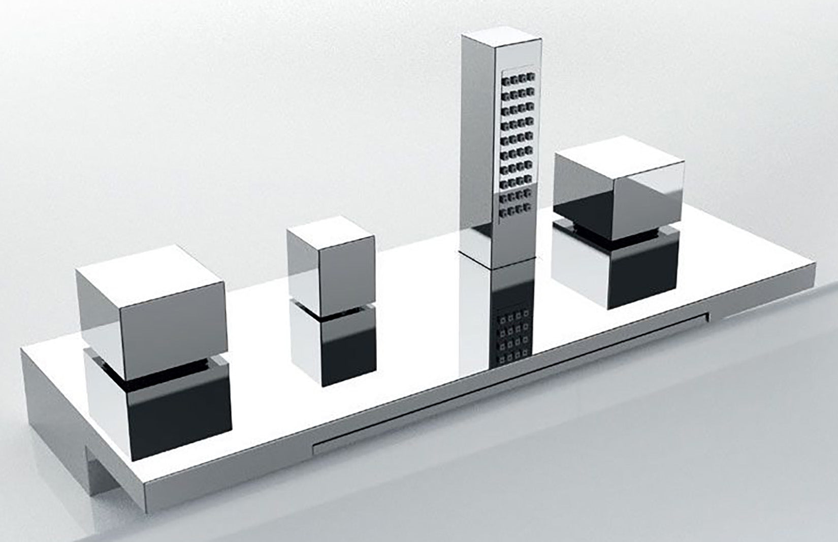 Novellini Rubinetteria per Vasca Sense Dual 3 4 Rubinetto Bordo Vasca Bocca Cascata Doccetta Estraibile 4 Fori 2 Cartucce Miscelazione Progressiva