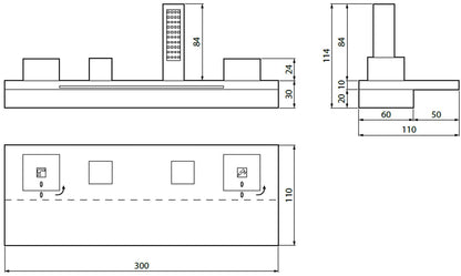 Novellini Rubinetteria per Vasca Sense Dual 3 4 Rubinetto Bordo Vasca Bocca Cascata Doccetta Estraibile 4 Fori 2 Cartucce Miscelazione Progressiva