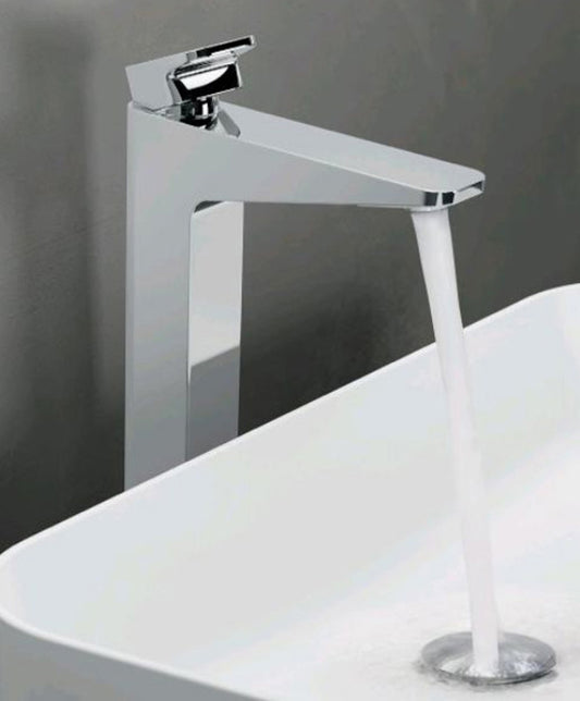 Miscelatore Lavabo Versione Alta Novellini Serie D Abbinato Divina Appoggio Monocomando Ottone Cromato Compreso Piletta Scarico Click-Clack