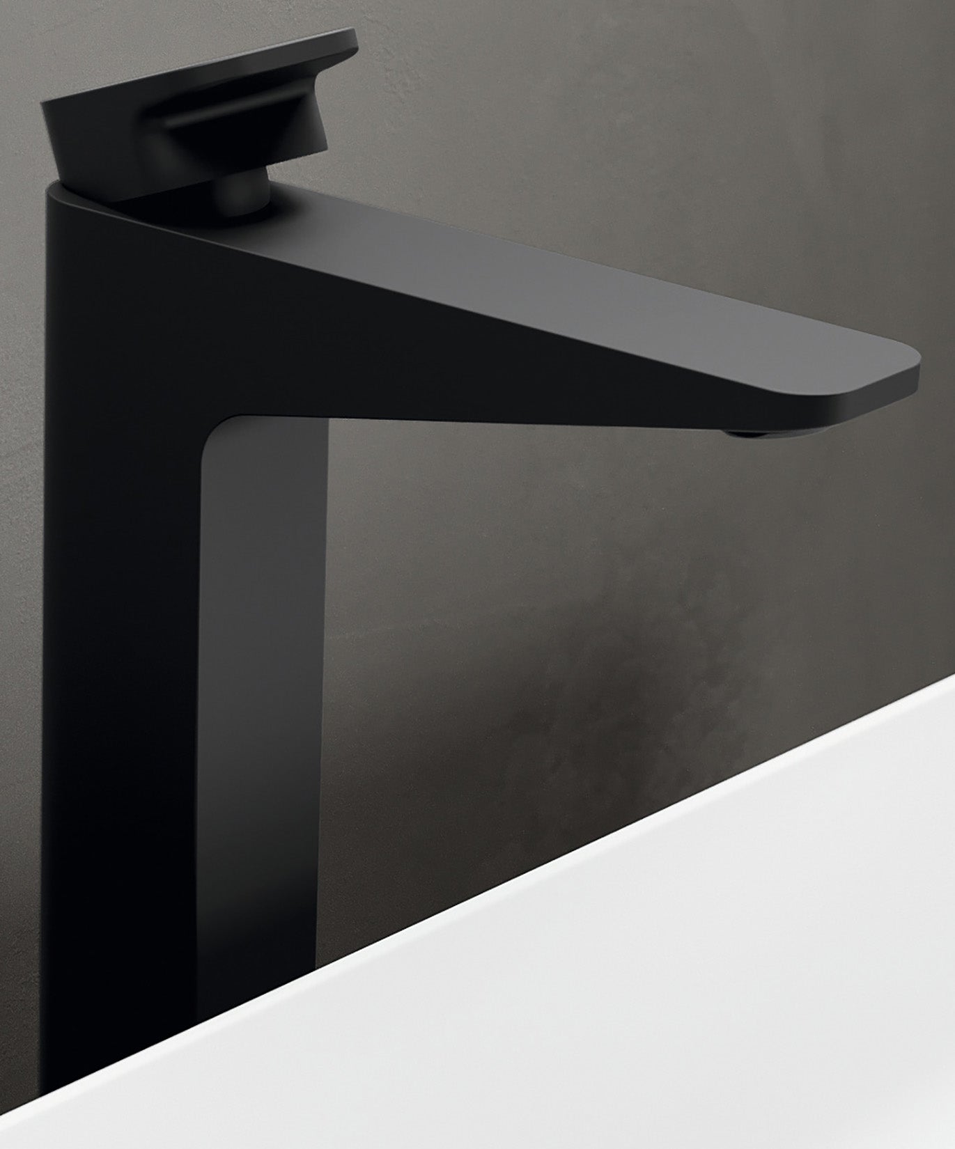 Novellini Serie D Miscelatore Monocomando Per Lavabo Versione Alta Appoggio 1 Leva Monoforo Miscelazione Meccanica Stile Moderno Altezza 294 mm Lunghezza 196 mm Compreso di Piletta di Scarico Click Clack Materiale Ottone Finitura Nero Opaco