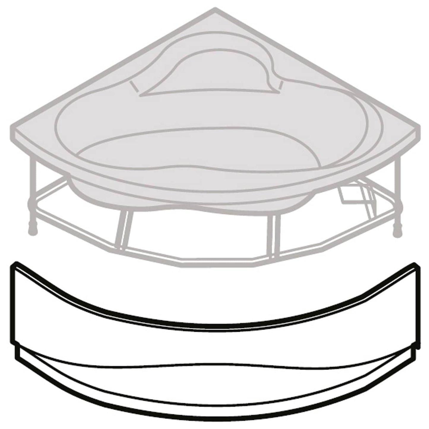 Novellini Una Vasca da Bagno Versione Standard Con Telaio Misura 135x135 H55 cm Forma Esterna Tonda Curva Semicircolare Simmetrica Interna Ovale Installazione Angolare Reversibile Pannello Frontale Colonna Scarico Materiale Acrilico Finitura Bianco Lucido