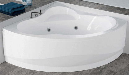 Novellini Una Vasca da Bagno Versione Hydro Con Disinfezione Misura 135x135 H55 cm Idro Whirlpool 6 Jets Accensione Digitale Forma Esterna Semicircolare Simmetrica Interna Ovale Installazione Angolo Pannello Fontana Materiale Acrilico Colore Bianco Lucido