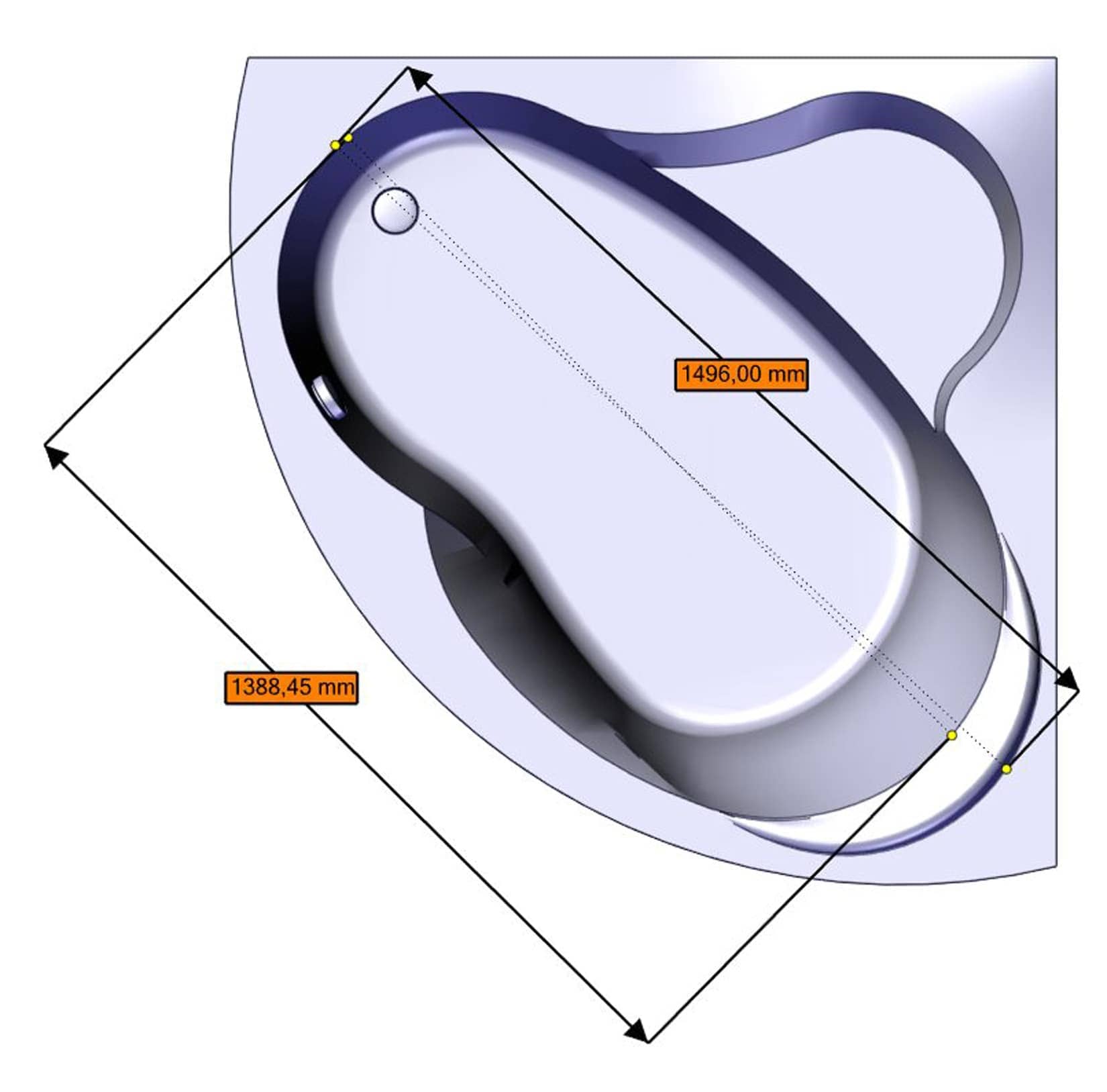 Novellini Una Vasca da Bagno Versione Hydro Con Disinfezione Misura 135x135 H55 cm Idro Whirlpool 6 Jets Accensione Digitale Forma Esterna Semicircolare Simmetrica Interna Ovale Installazione Angolo Pannello Fontana Materiale Acrilico Colore Bianco Lucido